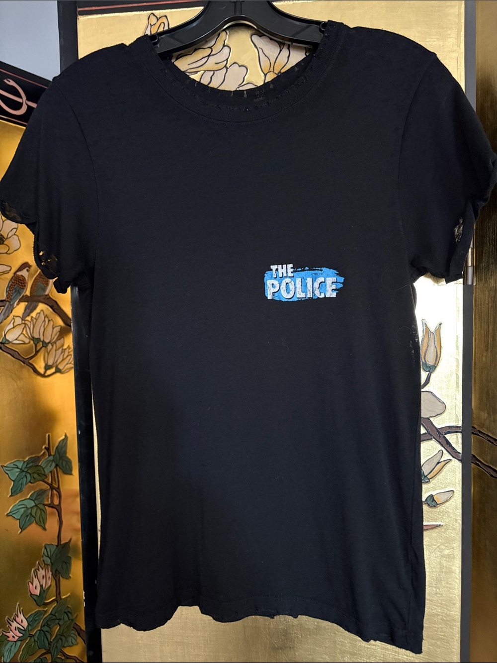 Recycled Karma Black Tee with Blue "The Police" Logo